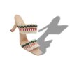 MABECOMU Light Beige Nappa Leather Knitted Detail Mules