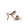 MABECOMU Light Beige Nappa Leather Knitted Detail Mules