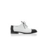 MANOLO Black and White Calf Leather Lace Up Shoes