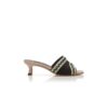 MAREBIS Light Beige and Black Suede Knitted Detail Mules