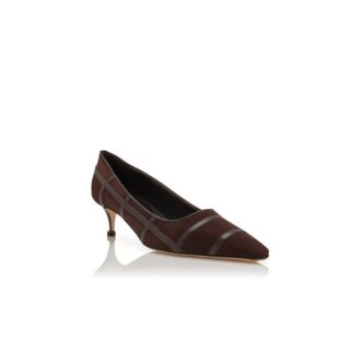 MARENPLA Dark Brown Suede Crossover Detail Pumps