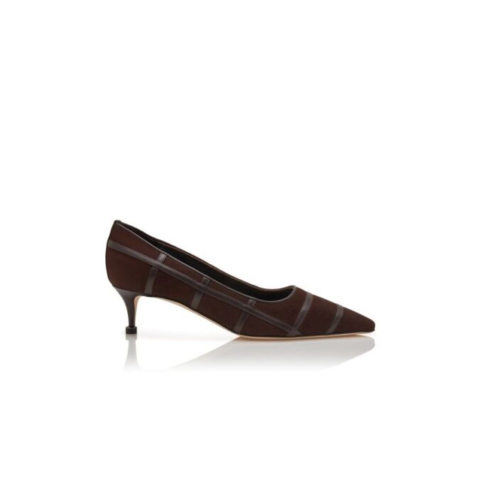 MARENPLA Dark Brown Suede Crossover Detail Pumps