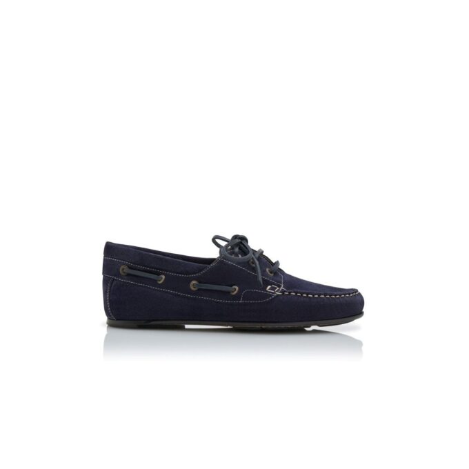 MARINO Navy Blue Suede Boat Shoes