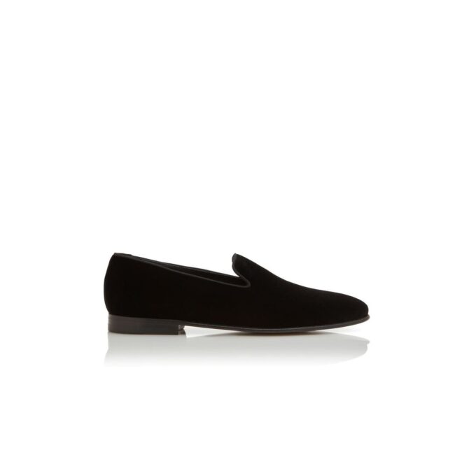 MARIO Black Velvet Loafers