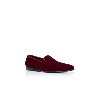 MARIO Dark Red Velvet Loafers