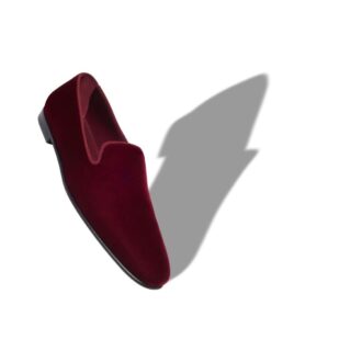 MARIO Dark Red Velvet Loafers