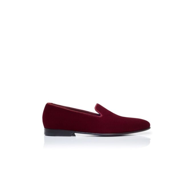 MARIO Dark Red Velvet Loafers