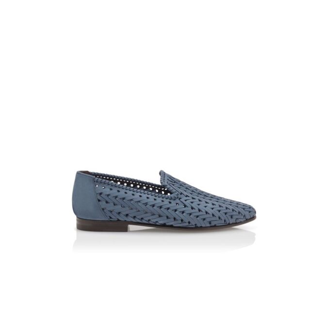 MARIO Light Blue Nubuck Woven Loafers