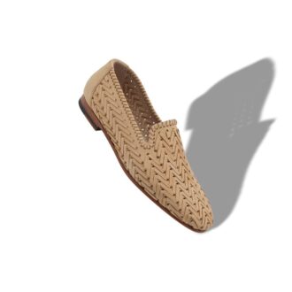 MARIO Light Brown Nubuck Woven Loafers
