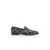 MARIO Navy Blue Floral Silk Jacquard Loafers