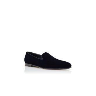 MARIO Navy Blue Velvet Loafers
