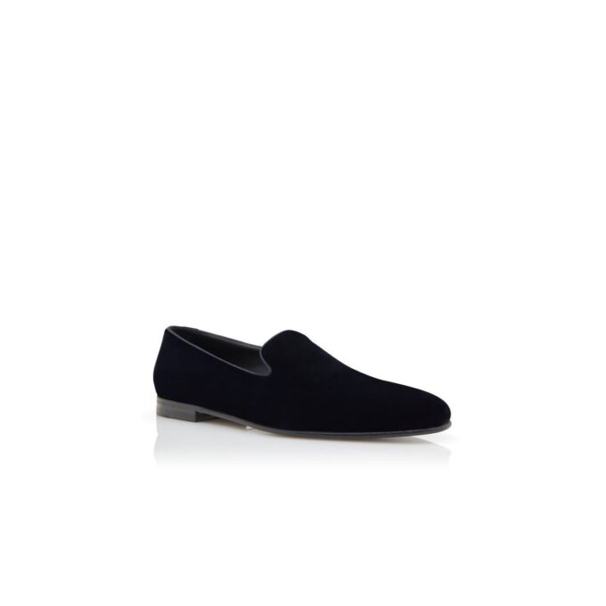 MARIO Navy Blue Velvet Loafers