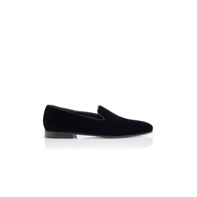 MARIO Navy Blue Velvet Loafers