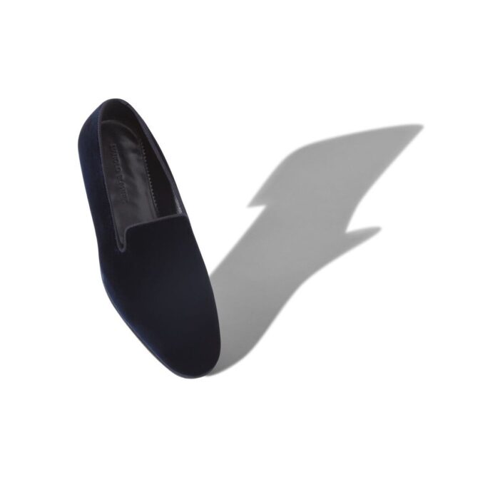 MARIO VELVET Navy Blue Velvet Loafers