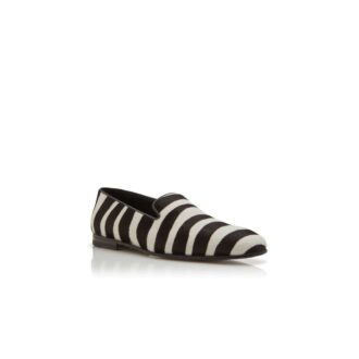 MARIO Zebra Print Calf Hair Loafers