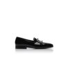 MARIOCC Black Patent Leather Jewel Buckle Loafers