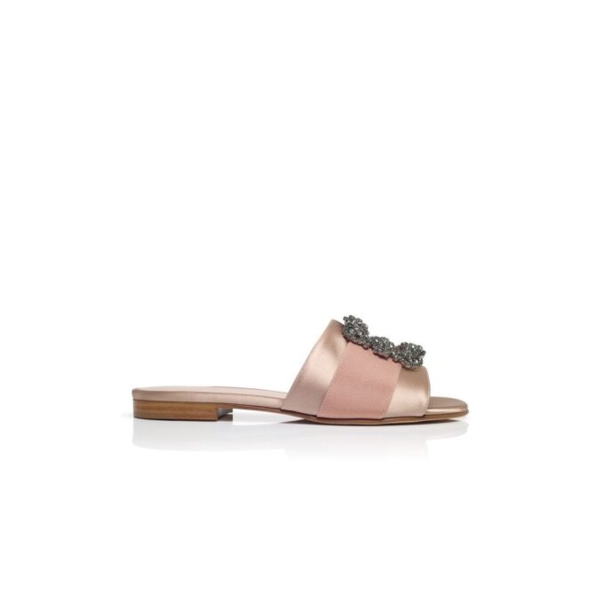 MARTAMOD Beige Satin Jewel Buckled Flat Sandals