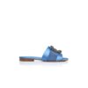 MARTAMOD Blue Satin Jewel Buckled Flat Sandals
