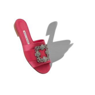 MARTAMOD Pink Satin Jewel Buckled Flat Sandals