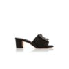 MARTANEW Black Satin Jewel Buckle Mules