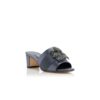 MARTANEW Blue-Grey Satin Jewel Buckle Mules