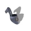 MARTANEW Blue-Grey Satin Jewel Buckle Mules