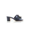 MARTANEW Blue-Grey Satin Jewel Buckle Mules