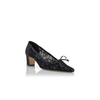 MARTEBAL Black Lace Bow Detail Pumps
