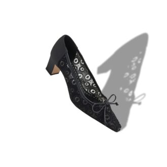 MARTEBAL Black Lace Bow Detail Pumps