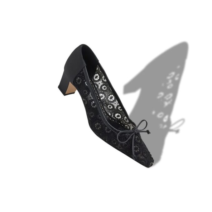 MARTEBAL Black Lace Bow Detail Pumps