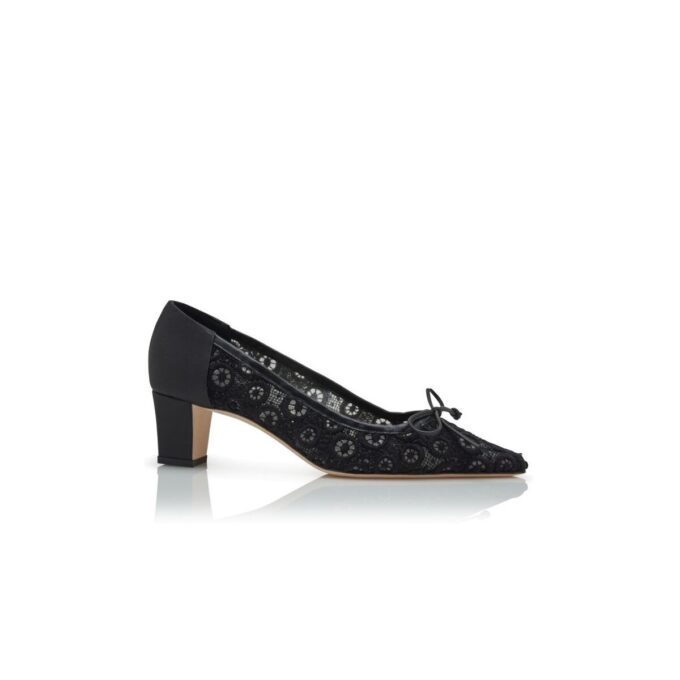 MARTEBAL Black Lace Bow Detail Pumps