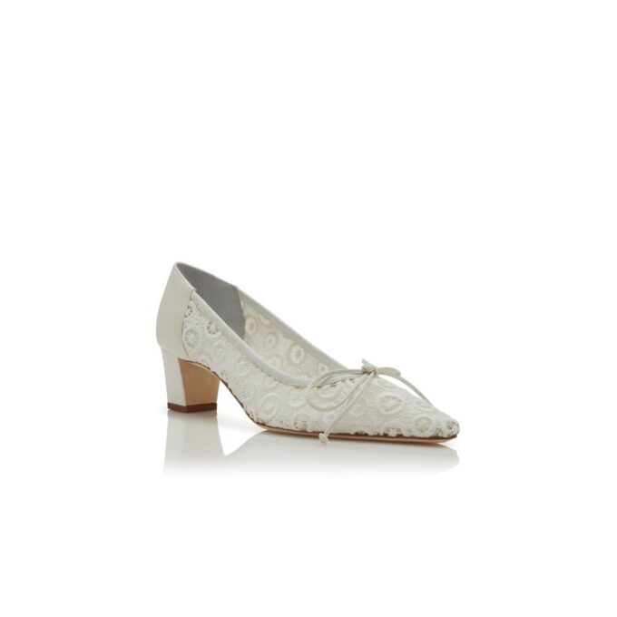 MARTEBAL White Lace Bow Detail Pumps