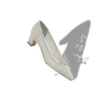 MARTEBAL White Lace Bow Detail Pumps