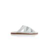 MARVINA White Calf Leather Crossover Flat Sandals