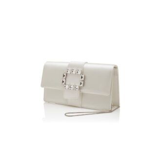 MAYCAPJOU Cream Satin Crystal Buckle Clutch