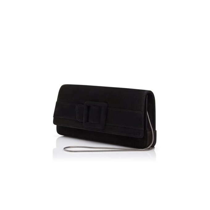 MAYGOT Black Suede Buckle Clutch