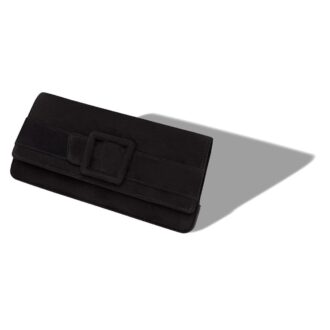 MAYGOT Black Suede Buckle Clutch