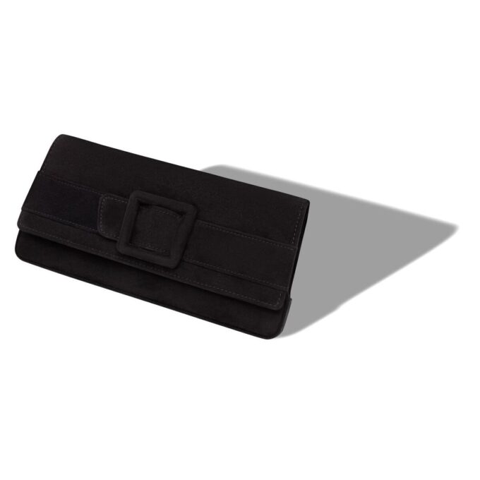 MAYGOT Black Suede Buckle Clutch