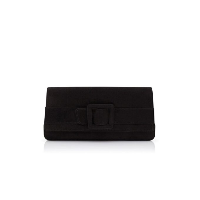 MAYGOT Black Suede Buckle Clutch