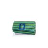 MAYGOT Blue and Green Cotton Striped Buckle Clutch