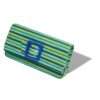 MAYGOT Blue and Green Cotton Striped Buckle Clutch