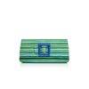 MAYGOT Blue and Green Cotton Striped Buckle Clutch