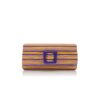 MAYGOT Purple and Orange Cotton Striped Buckle Clutch