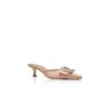 MAYJOU Beige Satin Crystal Buckle Mules