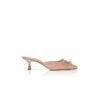 MAYJOU Beige Satin Crystal Buckle Mules