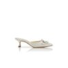 MAYJOU Cream Satin Crystal Buckle Mules