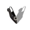 MAYJOUFLATSLI Black Satin Crystal Buckle Slingback Flat Pumps