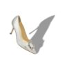 MAYJOUPUMP Cream Satin Crystal Buckle Pumps