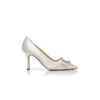 MAYJOUPUMP Cream Satin Crystal Buckle Pumps