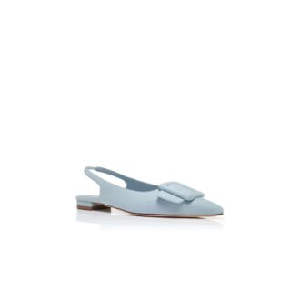 MAYLURA Light Blue Suede Buckle Detail Slingback Flat Pumps